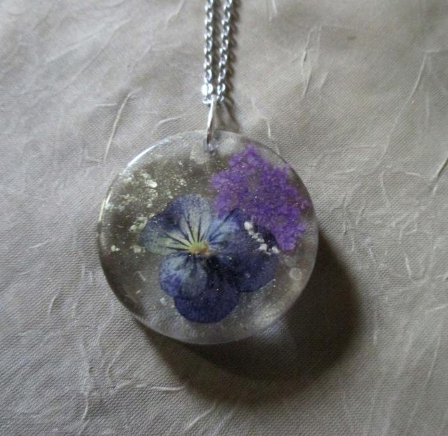 Cremation Jewelry - Terrarium Necklace with Infused Ashes and Flowers