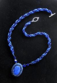 Lapis Lazuli - Spiral Stitch Necklace - w/ matching bracelet and earrings