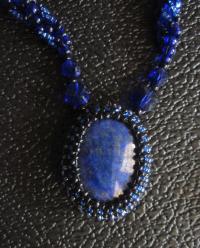 Lapis Lazuli - Spiral Stitch Necklace - w/ matching bracelet and earrings