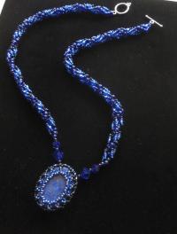 Lapis Lazuli - Spiral Stitch Necklace - w/ matching bracelet and earrings