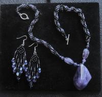 Spiral Stitch w/ Amethyst Pendant + matching earrings