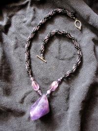 Spiral Stitch w/ Amethyst Pendant + matching earrings