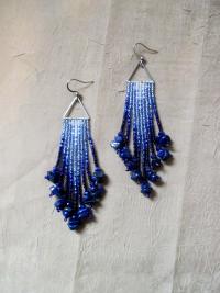 Beaded Fringe Earrings with gemstone chips