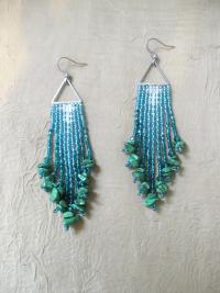 Beaded Fringe Earrings with gemstone chips