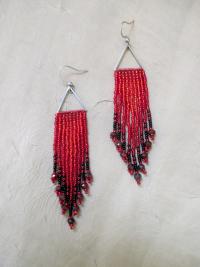 Beaded Fringe Earrings with faceted gemstones