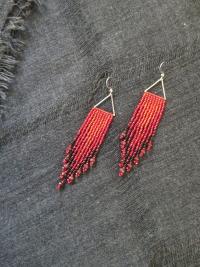 Beaded Fringe Earrings with faceted gemstones