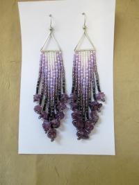 Beaded Fringe Earrings with gemstone chips