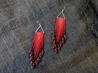 Beaded Fringe Earrings with gemstone chips