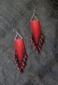 Beaded Fringe Earrings with gemstone chips