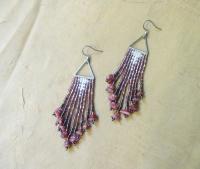 Beaded Fringe Earrings with gemstone chips