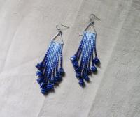 Beaded Fringe Earrings with gemstone chips