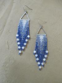 Beaded Fringe Earrings with faceted gemstones