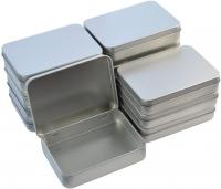 Silver and Black Hinged Tins, Hinged Lid Tin Containers, multiple sizes - Craft Tin, Stash Container, Tin Box