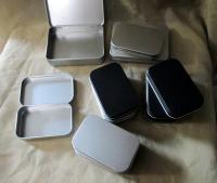 Silver and Black Hinged Tins, Hinged Lid Tin Containers, multiple sizes - Craft Tin, Stash Container, Tin Box