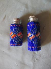 Beaded Jar with Cork - Handmade Bead Wrapped Glass Jar