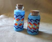 Beaded Jar with Cork - Handmade Bead Wrapped Glass Jar