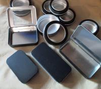 Black Tins, Tin Containers, multiple sizes - Craft Tin, Stash Container, Gift Tin, Tin Box