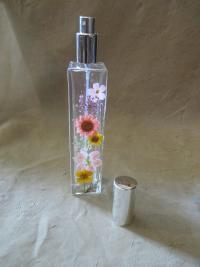 Floral Perfume Bottles, Spray Mister, Tall Square Bottles, Flowers in Resin