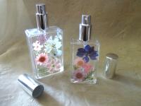 Floral Perfume Bottles, Spray Mister, Square Bottles, Flowers in Resin