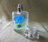 Floral Perfume Bottles, Spray Mister, 50ml Square Bottles, Flowers in Resin