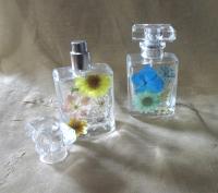 Floral Perfume Bottles, Spray Mister, 50ml Square Bottles, Flowers in Resin