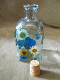 Floral Bottles, Large Jars - 8oz and 17oz - Glass Bottles with Epoxy, Flowers in Resin