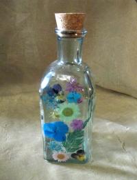 Floral Bottles, Large Jars - 8oz and 17oz - Glass Bottles with Epoxy, Flowers in Resin