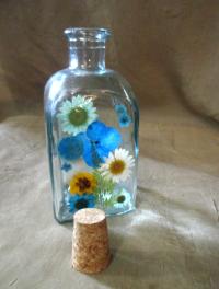 Floral Bottles, Large Jars - 8oz and 17oz - Glass Bottles with Epoxy, Flowers in Resin