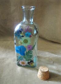 Floral Bottles, Large Jars - 8oz and 17oz - Glass Bottles with Epoxy, Flowers in Resin