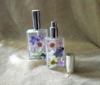 Floral Perfume Bottles, Spray Mister, Square Bottles, Flowers in Resin