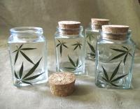 Large Jars - 3.4oz - Glass Bottles with Epoxy, Cannabis Leaves in Resin