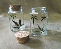 Large Jars - 3.4oz - Glass Bottles with Epoxy, Cannabis Leaves in Resin