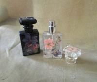 Floral Perfume Bottles, Spray Mister, Square Bottles, Flowers in Resin