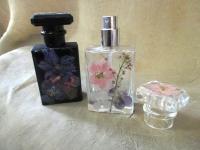 Floral Perfume Bottles, Spray Mister, Square Bottles, Flowers in Resin