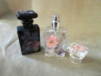 Floral Perfume Bottles, Spray Mister, Square Bottles, Flowers in Resin