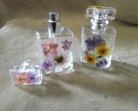 Floral Perfume Bottles, Spray Mister, 50ml Square Bottles, Flowers in Resin