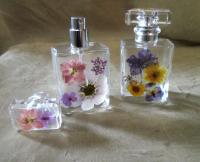 Floral Perfume Bottles, Spray Mister, 50ml Square Bottles, Flowers in Resin