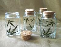Large Jars - 3.4oz - Glass Bottles with Epoxy, Cannabis Leaves in Resin