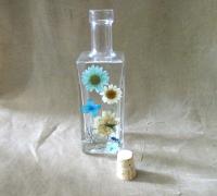 Large Floral Cork Bottle, Decorative Bottle - 8oz and 17oz - Glass Bottle with Dried Flowers embedded in Resin