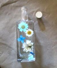 Large Floral Cork Bottle, Decorative Bottle - 8oz and 17oz - Glass Bottle with Dried Flowers embedded in Resin