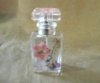Floral Perfume Bottles, Spray Mister, Square Bottles, Flowers in Resin
