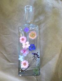 Large Floral Cork Bottle, Decorative Bottle - 8oz and 17oz - Glass Bottle with Dried Flowers embedded in Resin