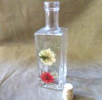 Large Floral Cork Bottle, Decorative Bottle - 8oz and 17oz - Glass Bottle with Dried Flowers embedded in Resin