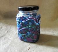 Decorated Jar with Lid - Handmade Jars - Polymer Clay on Glass Jars