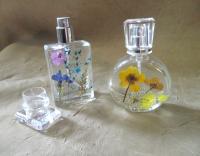 Floral Perfume Bottles, Spray Mister, Square Bottles, Flowers in Resin