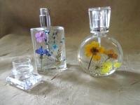 Floral Perfume Bottles, Spray Mister, Square Bottles, Flowers in Resin