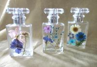 Floral Perfume Bottles, Spray Mister, Square Bottles, Flowers in Resin