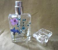 Floral Perfume Bottles, Spray Mister, Square Bottles, Flowers in Resin