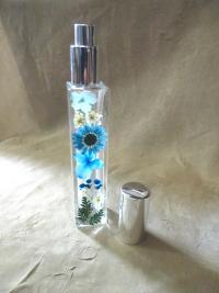 Floral Perfume Bottles, Spray Mister, Tall Square Bottles, Flowers in Resin