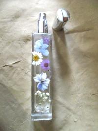 Floral Perfume Bottles, Spray Mister, Tall Square Bottles, Flowers in Resin